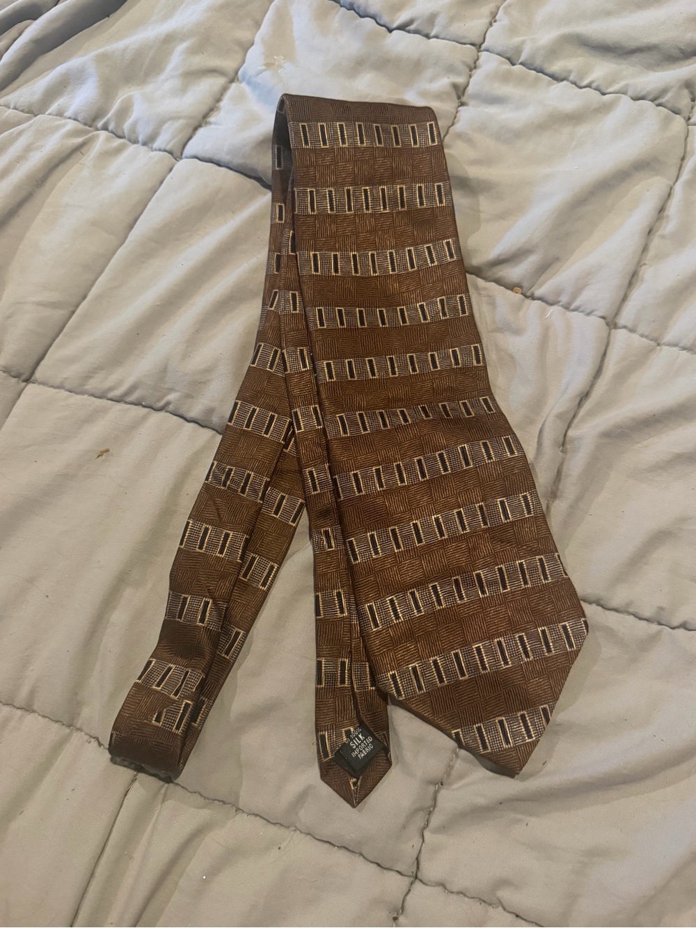 bill blass Brown Geometric Silk Tie
